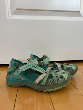 Merrell Kids Teal Green Dragonfly Outdoor Sandals Leather